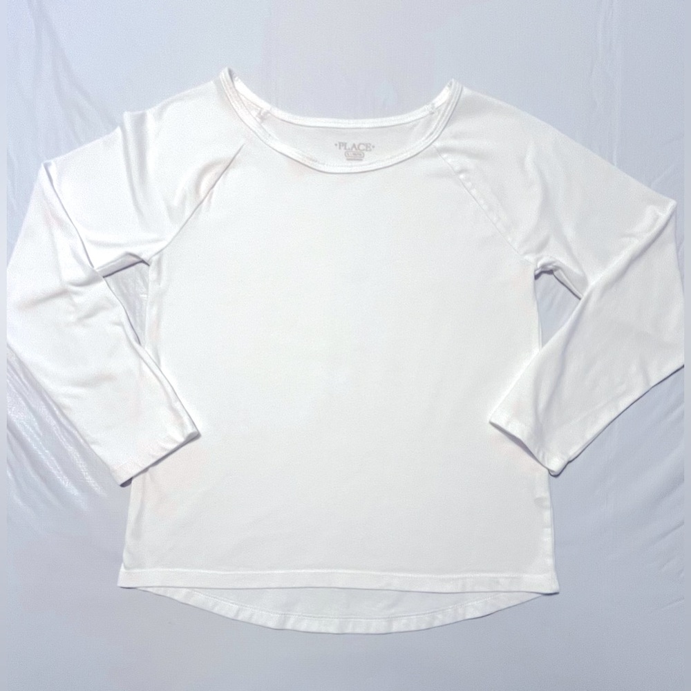 Children’s Place Girls White Long Sleeve Shirt Size L 10/12 Top